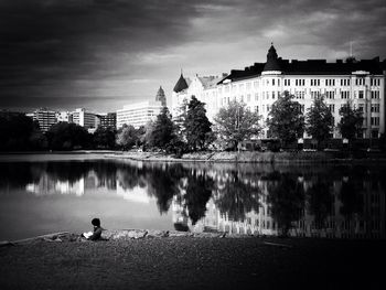 Reflection of buildings in water