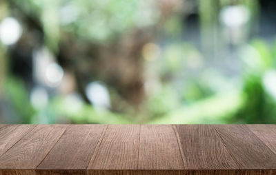 Close-up of wooden table