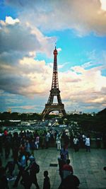 Building with eiffel tower in background