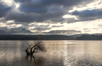 Scenic view of lake against sky