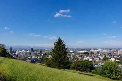 High angle view of townscape against sky