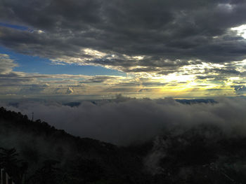 Low angle view of dramatic sky during sunset