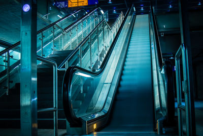 Interior of illuminated subway station