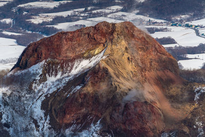 High angle view of snowcapped mountain