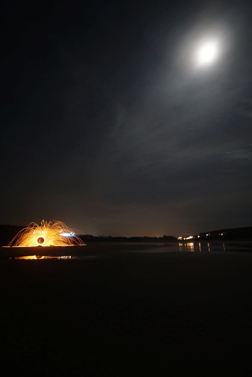 illuminated, sky, night, lighting equipment, nature, moon, no people, cloud - sky, scenics - nature, beauty in nature, full moon, glowing, tranquility, tranquil scene, light - natural phenomenon, outdoors, moonlight, land, water, dark, light