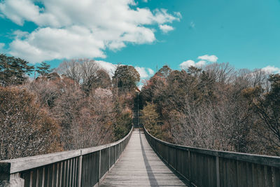 Panoramic view of footbridge against sky