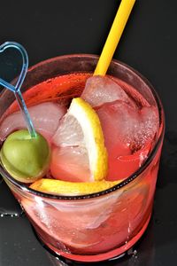 Close-up of fruits in glass