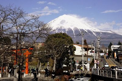 People on snow covered mountain