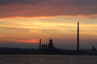 Silhouette of building against cloudy sky during sunset