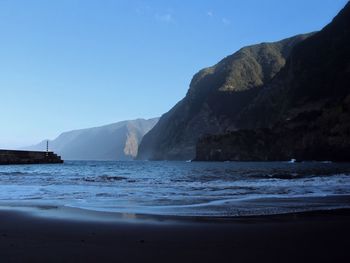 Scenic view of sea against clear sky