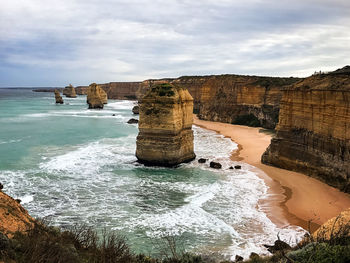 Scenic view of sea against cloudy sky