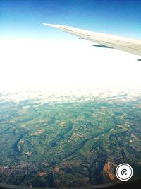 Aerial view of airplane wing