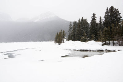 Scenic view of snow covered mountains against sky