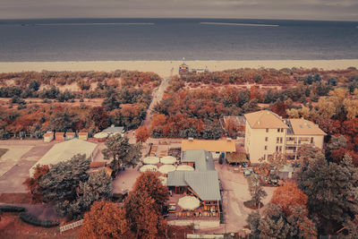 High angle view of townscape against sky