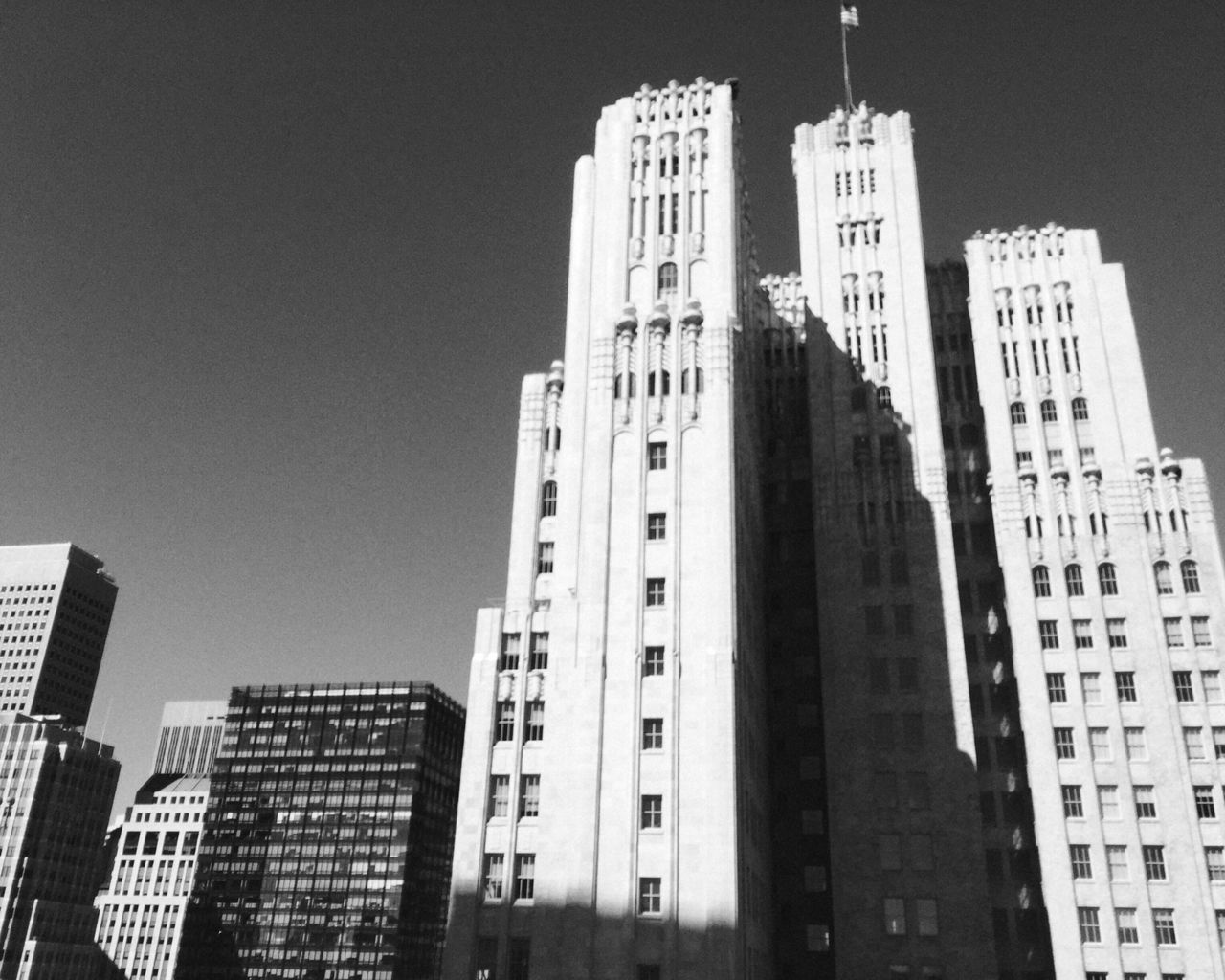 LOW ANGLE VIEW OF SKYSCRAPERS