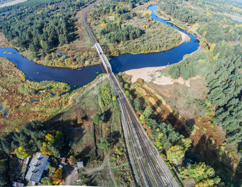 High angle view of road passing through landscape