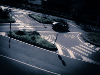 High angle view of cars on road