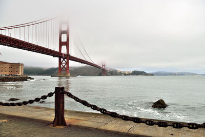 Suspension bridge over sea