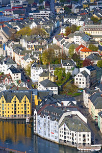 High angle view of buildings in city