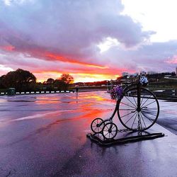 Silhouette of bicycle at sunset