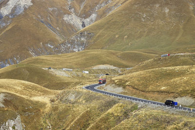 High angle view of road on land