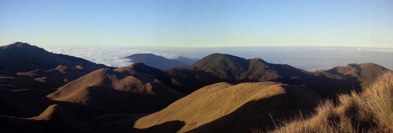 Scenic view of mountains against clear sky