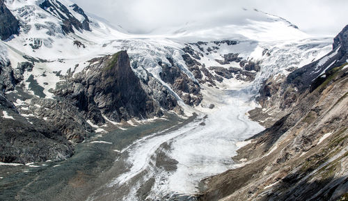 Scenic view of snowcapped mountains during winter