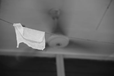 Close-up of clothes drying on clothesline