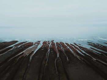 Scenic view of sea against sky during winter