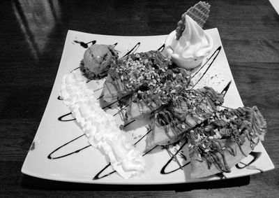 High angle view of food on table