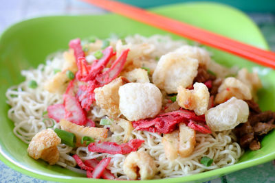 Close-up of meal served in plate