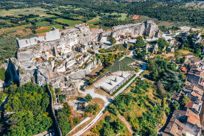 Aerial view of old ruins against sky