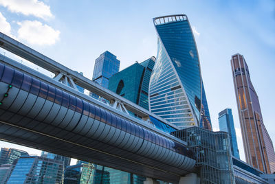 Low angle view of modern buildings against sky