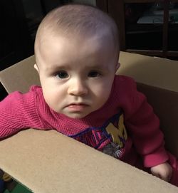 Portrait of cute baby at home