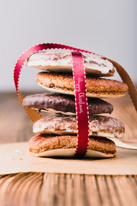 Close-up of cookies on table