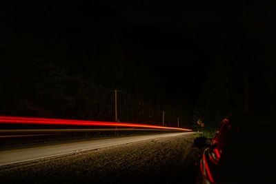 Light trails on street at night