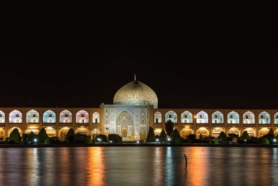 Illuminated building at night