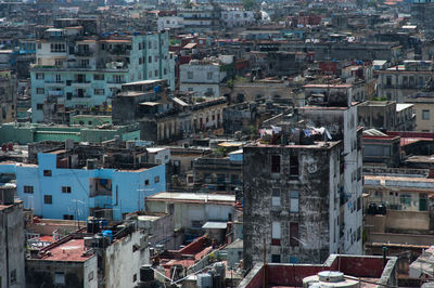 High angle view of buildings in city