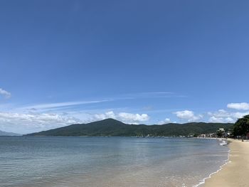 Scenic view of sea against blue sky