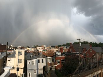 Panoramic view of rainbow over buildings in city