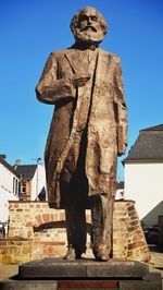 Low angle view of statue against clear sky