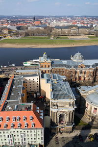 High angle view of buildings in city