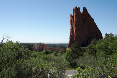 Scenic view of mountain against clear blue sky
