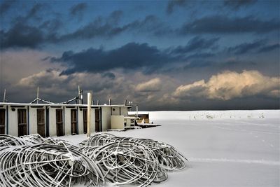 Scenic view of sea against sky during winter