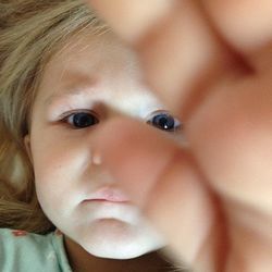 Close-up portrait of cute baby boy