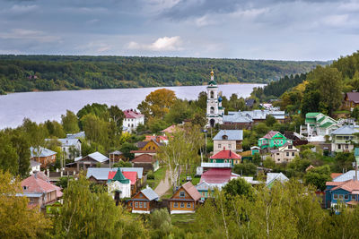 View of plyos city from hill, russia