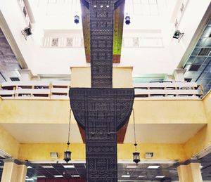 Low angle view of illuminated staircase in building