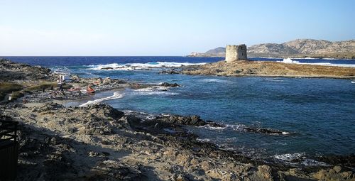 Scenic view of sea against clear sky