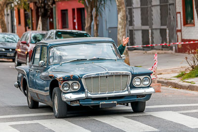 Vintage car on street