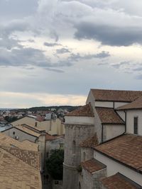 High angle view of townscape against sky